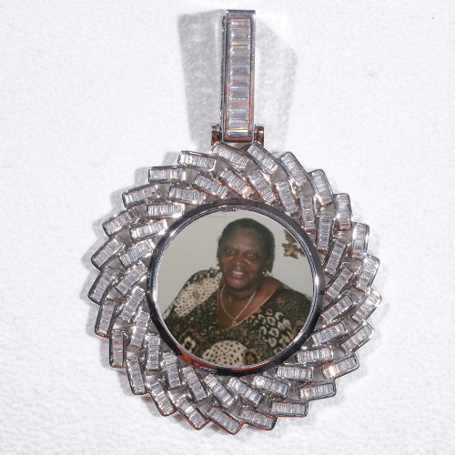 Large 3D Baguette Custom Picture Pendant