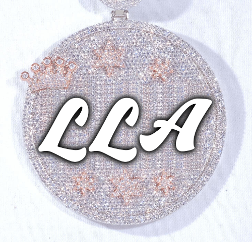 CUSTOM LETTER NECKLACE 3D BIG CROWN DISC
