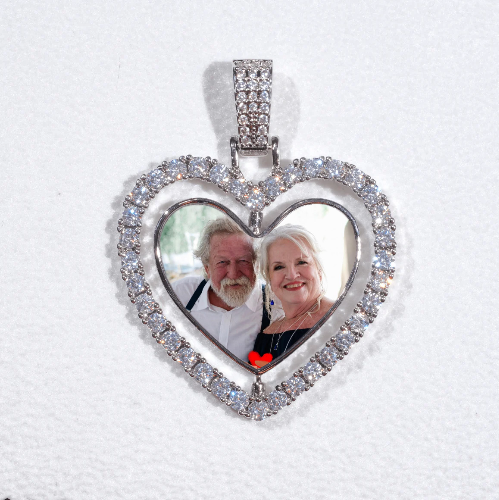 3D Spinning 2-Faced Heart Custom Picture Pendant