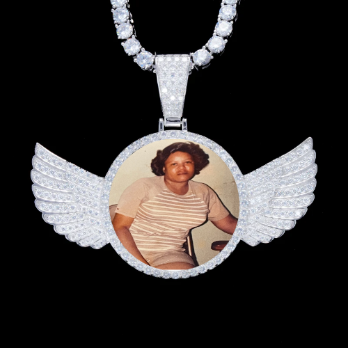 925S & VVS Moissanite 3D Wing Custom Picture Pendant