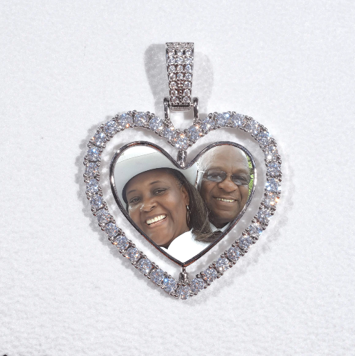 3D Spinning 2-Faced Heart Custom Picture Pendant