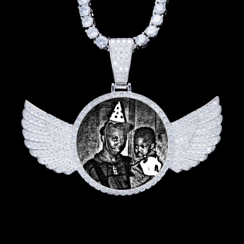 925S & VVS Moissanite 3D Wing Custom Picture Pendant