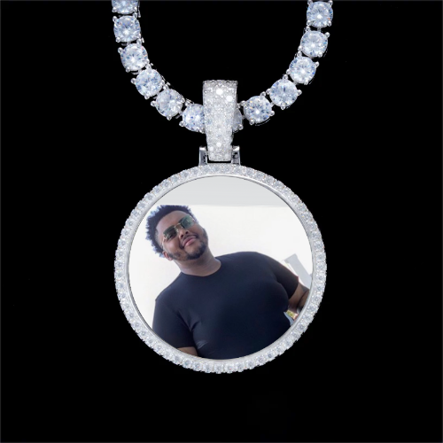 925S & VVS Moissanite 3D Circle Custom Picture Pendant