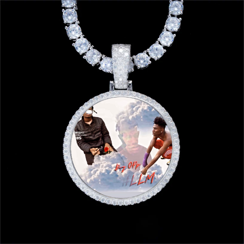 925S & VVS Moissanite 3D Circle Custom Picture Pendant