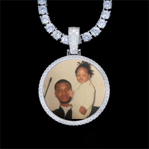 925S & VVS Moissanite 3D Circle Custom Picture Pendant