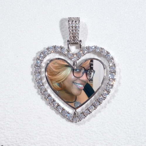 3D Spinning 2-Faced Heart Custom Picture Pendant