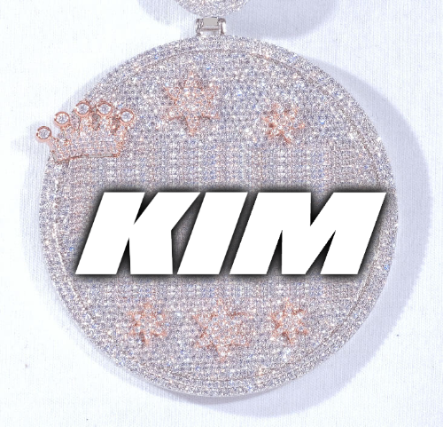 CUSTOM LETTER NECKLACE 3D BIG CROWN DISC