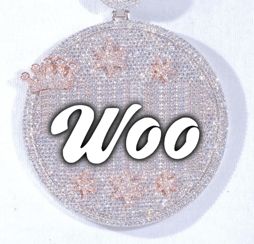 CUSTOM LETTER NECKLACE 3D BIG CROWN DISC
