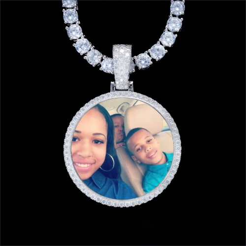925S & VVS Moissanite 3D Circle Custom Picture Pendant