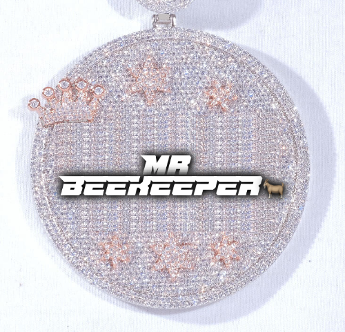 CUSTOM LETTER NECKLACE 3D BIG CROWN DISC