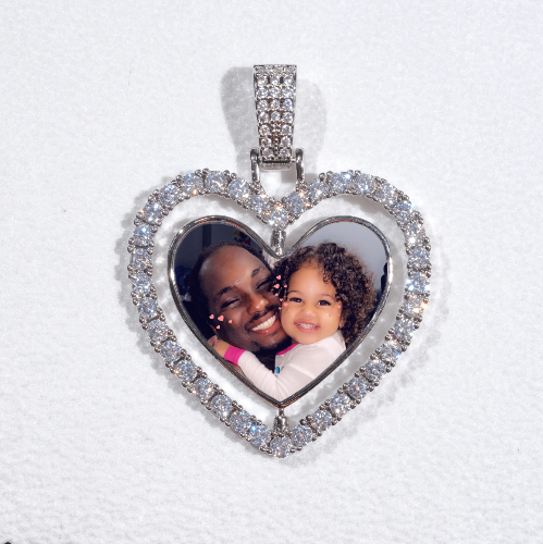 3D Spinning 2-Faced Heart Custom Picture Pendant