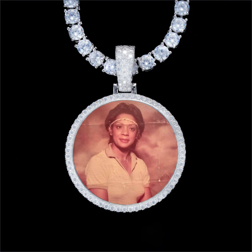 925S & VVS Moissanite 3D Circle Custom Picture Pendant