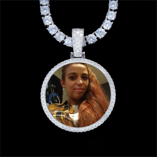 925S & VVS Moissanite 3D Circle Custom Picture Pendant
