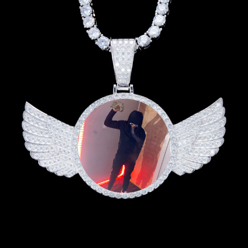 925S & VVS Moissanite 3D Wing Custom Picture Pendant