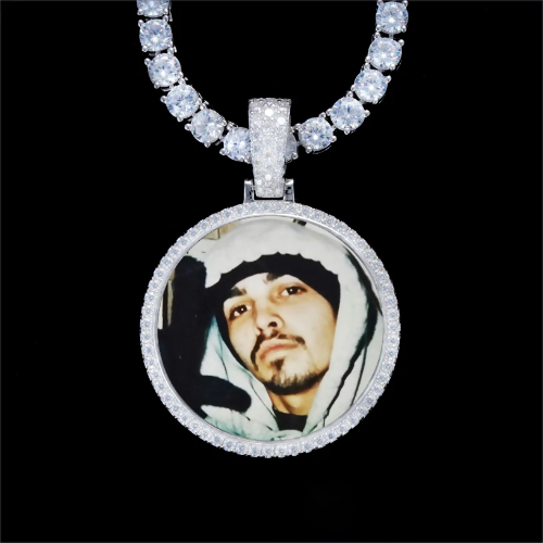 925S & VVS Moissanite 3D Circle Custom Picture Pendant