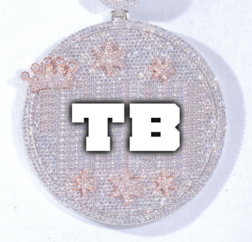 CUSTOM LETTER NECKLACE 3D BIG CROWN DISC