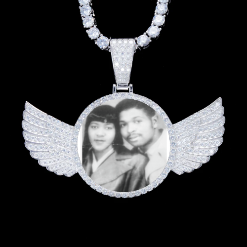 925S & VVS Moissanite 3D Wing Custom Picture Pendant