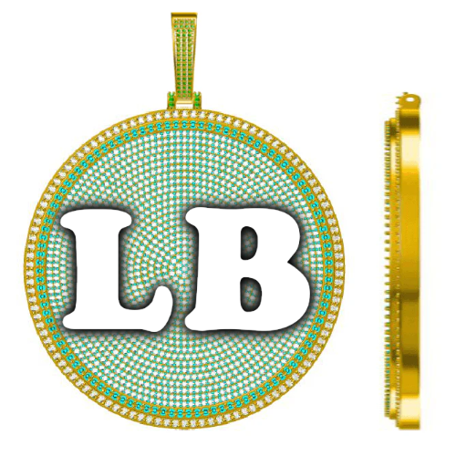 CUSTOM LETTER NECKLACE 3D BIG DISC