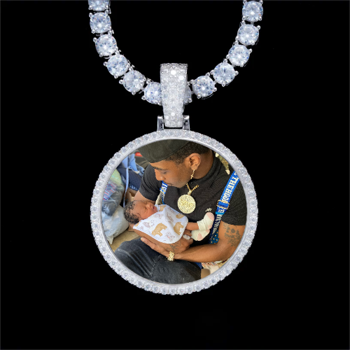 925S & VVS Moissanite 3D Circle Custom Picture Pendant