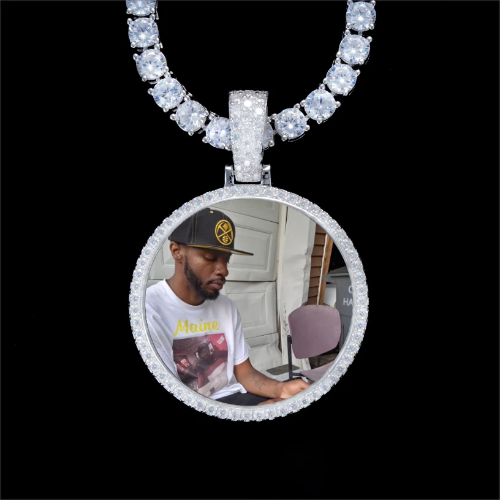 925S & VVS Moissanite 3D Circle Custom Picture Pendant