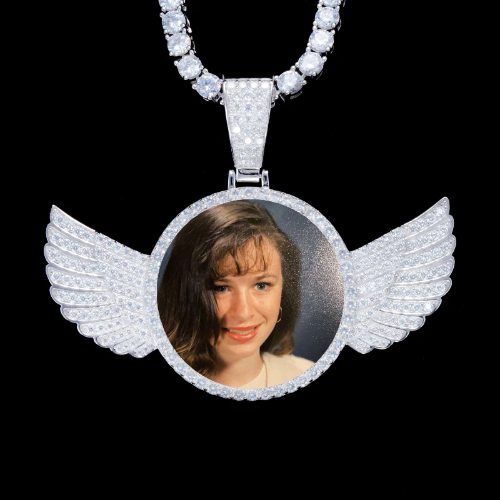 925S & VVS Moissanite 3D Wing Custom Picture Pendant