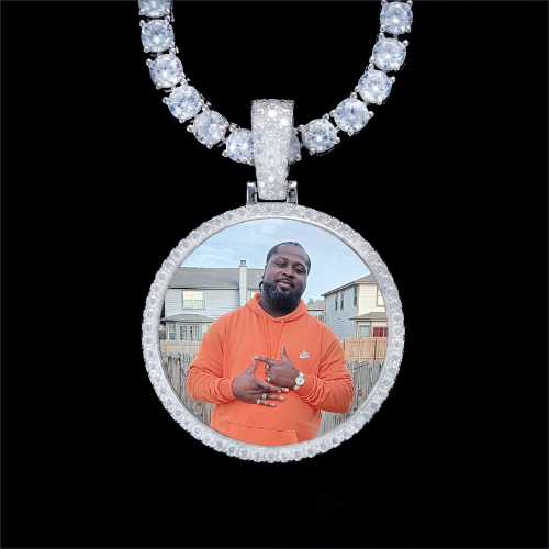 925S & VVS Moissanite 3D Circle Custom Picture Pendant