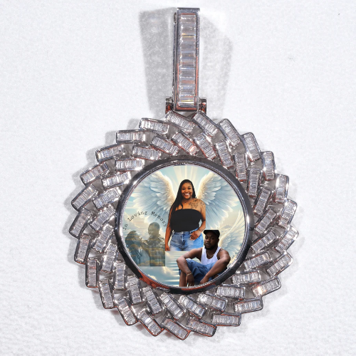 Large 3D Baguette Custom Picture Pendant