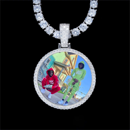 925S & VVS Moissanite 3D Circle Custom Picture Pendant