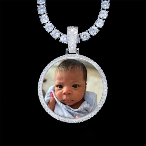 925S & VVS Moissanite 3D Circle Custom Picture Pendant