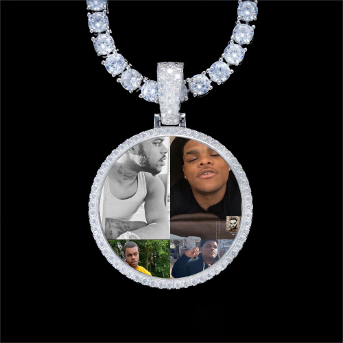 925S & VVS Moissanite 3D Circle Custom Picture Pendant