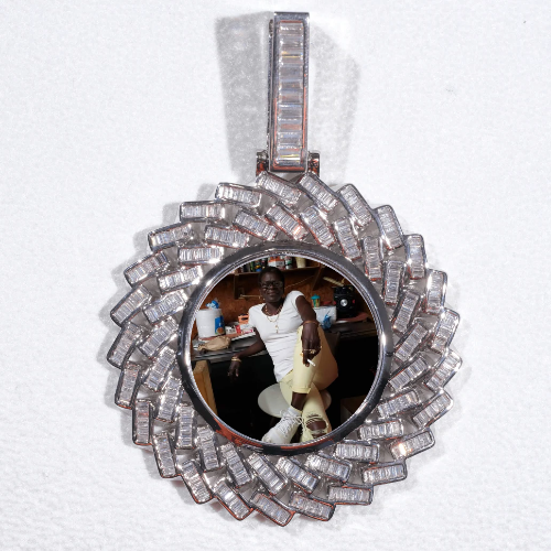 Large 3D Baguette Custom Picture Pendant