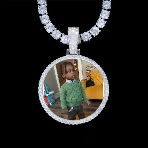 925S & VVS Moissanite 3D Circle Custom Picture Pendant