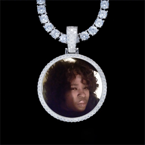 925S & VVS Moissanite 3D Circle Custom Picture Pendant