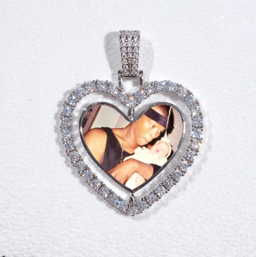 3D Spinning 2-Faced Heart Custom Picture Pendant