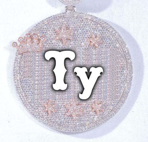 CUSTOM LETTER NECKLACE 3D BIG CROWN DISC
