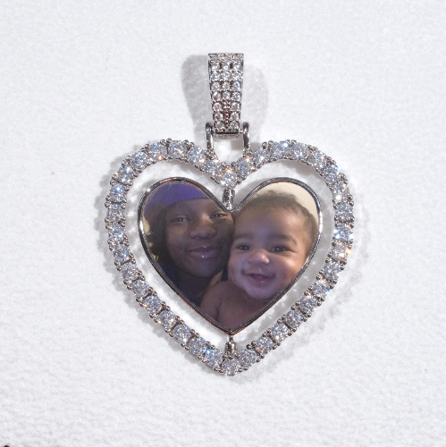 3D Spinning 2-Faced Heart Custom Picture Pendant