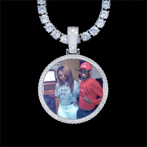 925S & VVS Moissanite 3D Circle Custom Picture Pendant