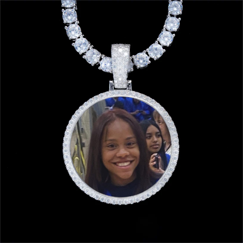 925S & VVS Moissanite 3D Circle Custom Picture Pendant