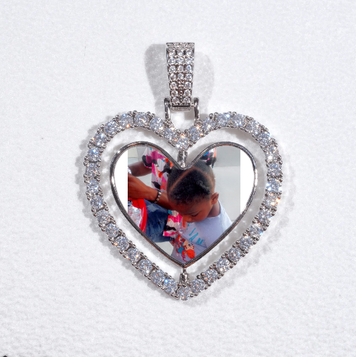 3D Spinning 2-Faced Heart Custom Picture Pendant