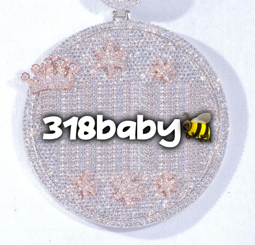 CUSTOM LETTER NECKLACE 3D BIG CROWN DISC