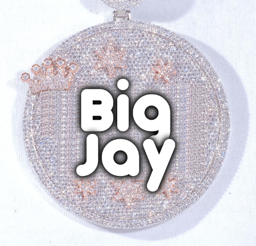 CUSTOM LETTER NECKLACE 3D BIG CROWN DISC