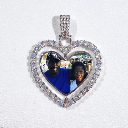 3D Spinning 2-Faced Heart Custom Picture Pendant
