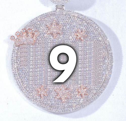CUSTOM LETTER NECKLACE 3D BIG CROWN DISC