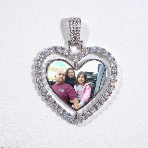 3D Spinning 2-Faced Heart Custom Picture Pendant