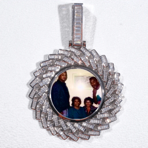 Large 3D Baguette Custom Picture Pendant