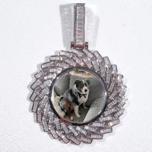 Large 3D Baguette Custom Picture Pendant