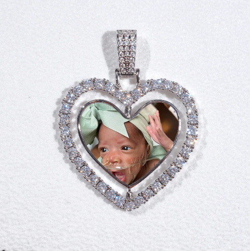 3D Spinning 2-Faced Heart Custom Picture Pendant