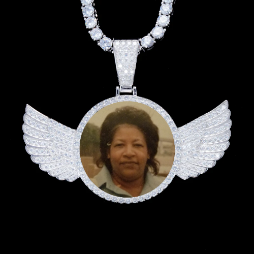 925S & VVS Moissanite 3D Wing Custom Picture Pendant
