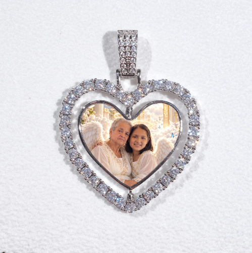 3D Spinning 2-Faced Heart Custom Picture Pendant
