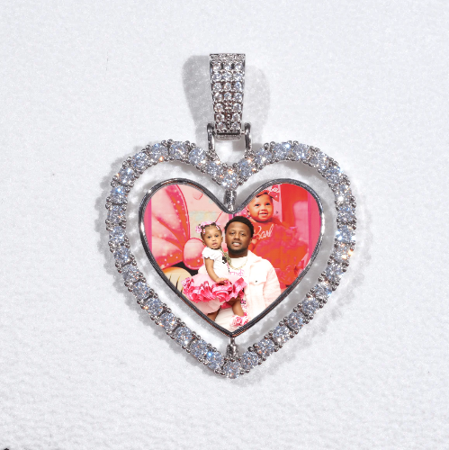3D Spinning 2-Faced Heart Custom Picture Pendant